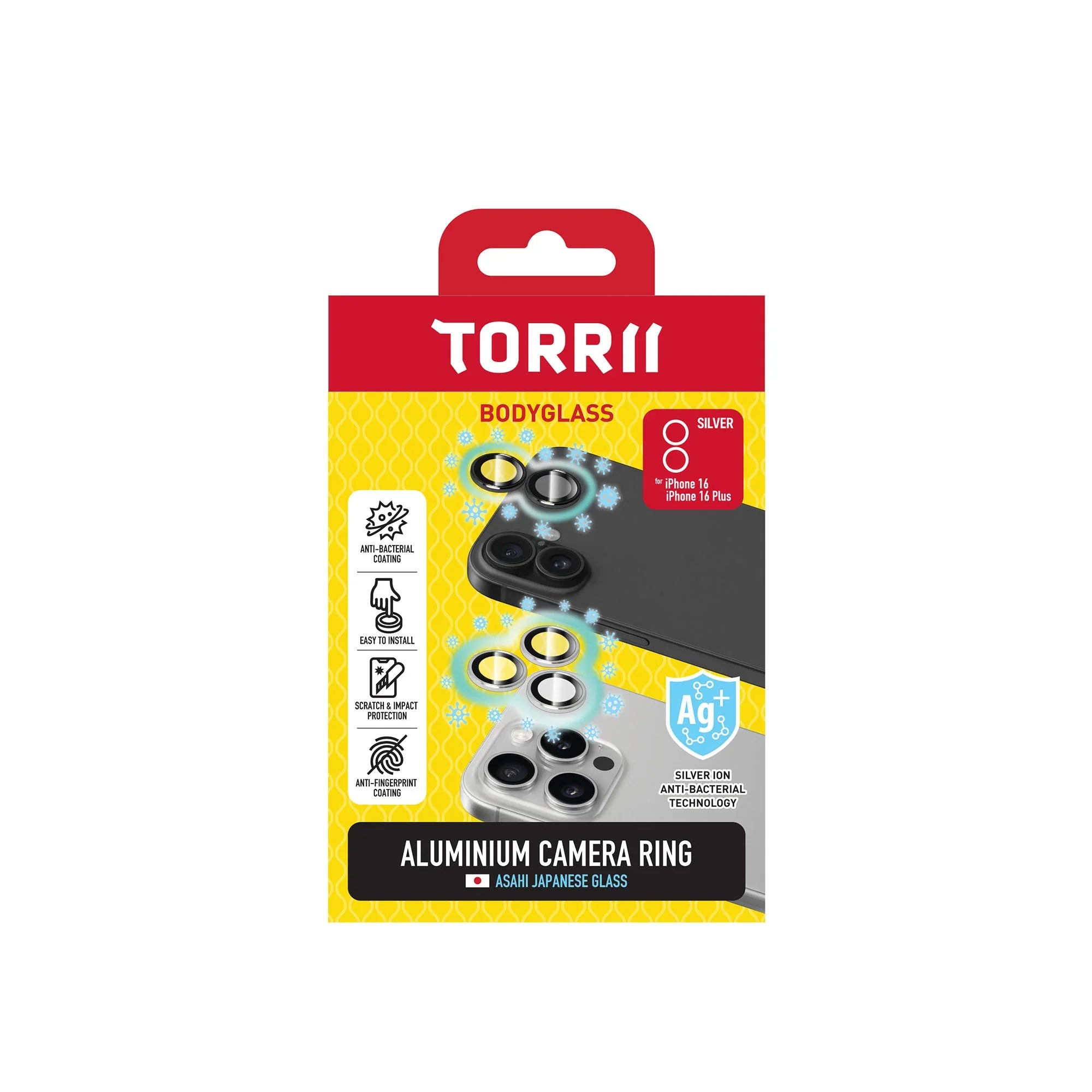 iPhone 16 / 16 Plus Torrii Bodyglass Aluminium Camera Ring - Silver - Tashqila iPhone 16 / 16 Plus Torrii Bodyglass Aluminium Camera Ring - Silver - Tashqila